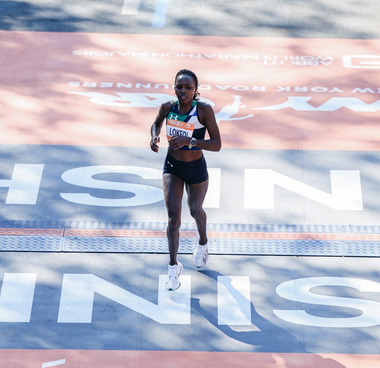 Sharon Lokedi in UA Velociti Elite 3 at NYC Marathon 2025