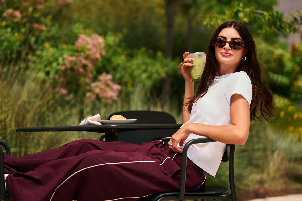 Rachael Kirkconnell Matcha Styling in The Bouncy Tee
