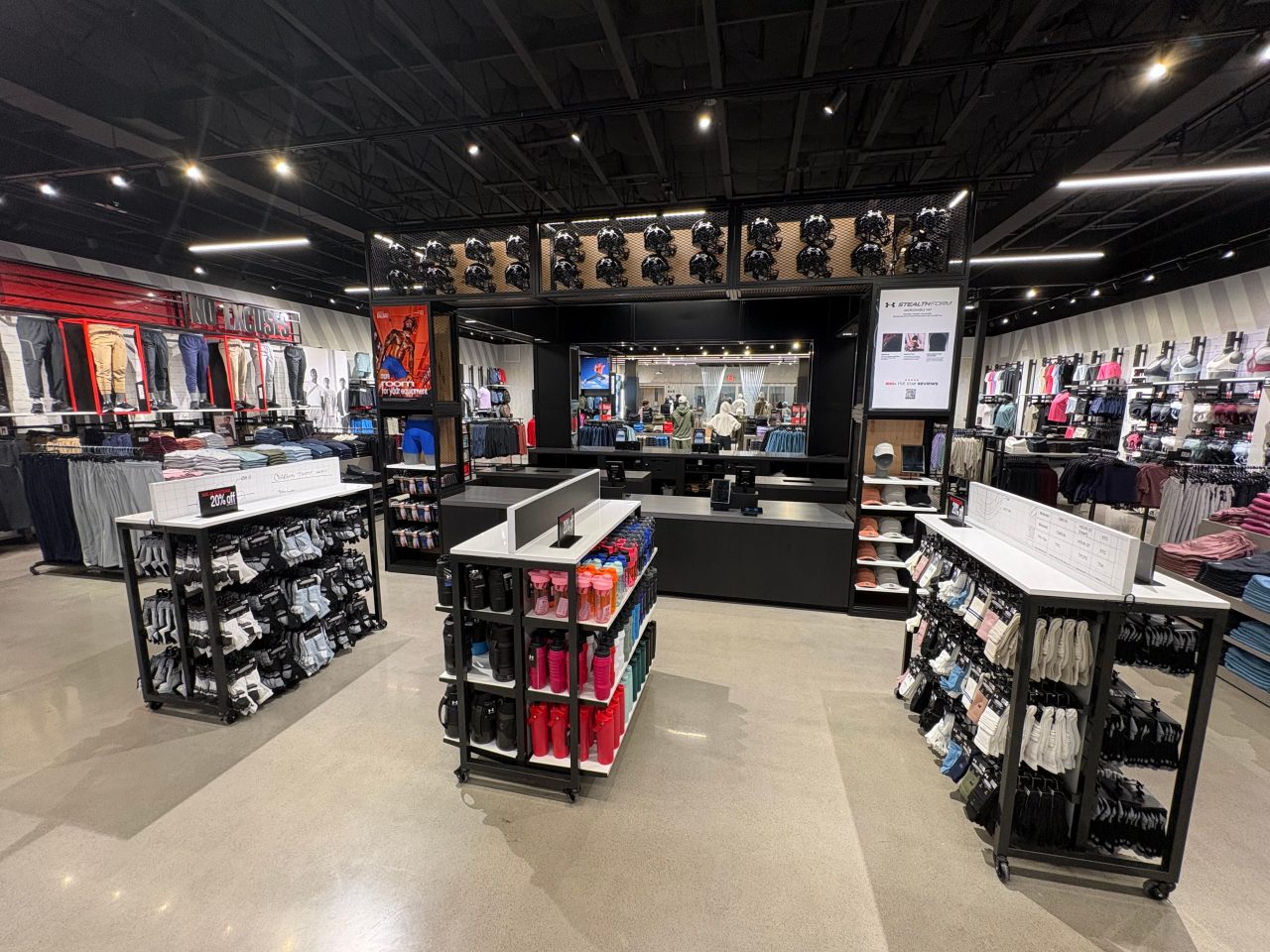 The checkout area in an Under Armour store