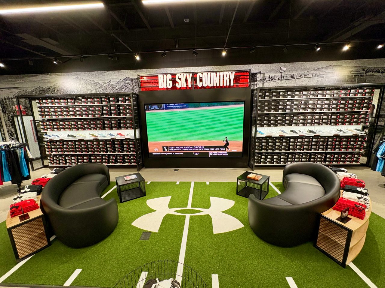 The footwear zone in an Under Armour store