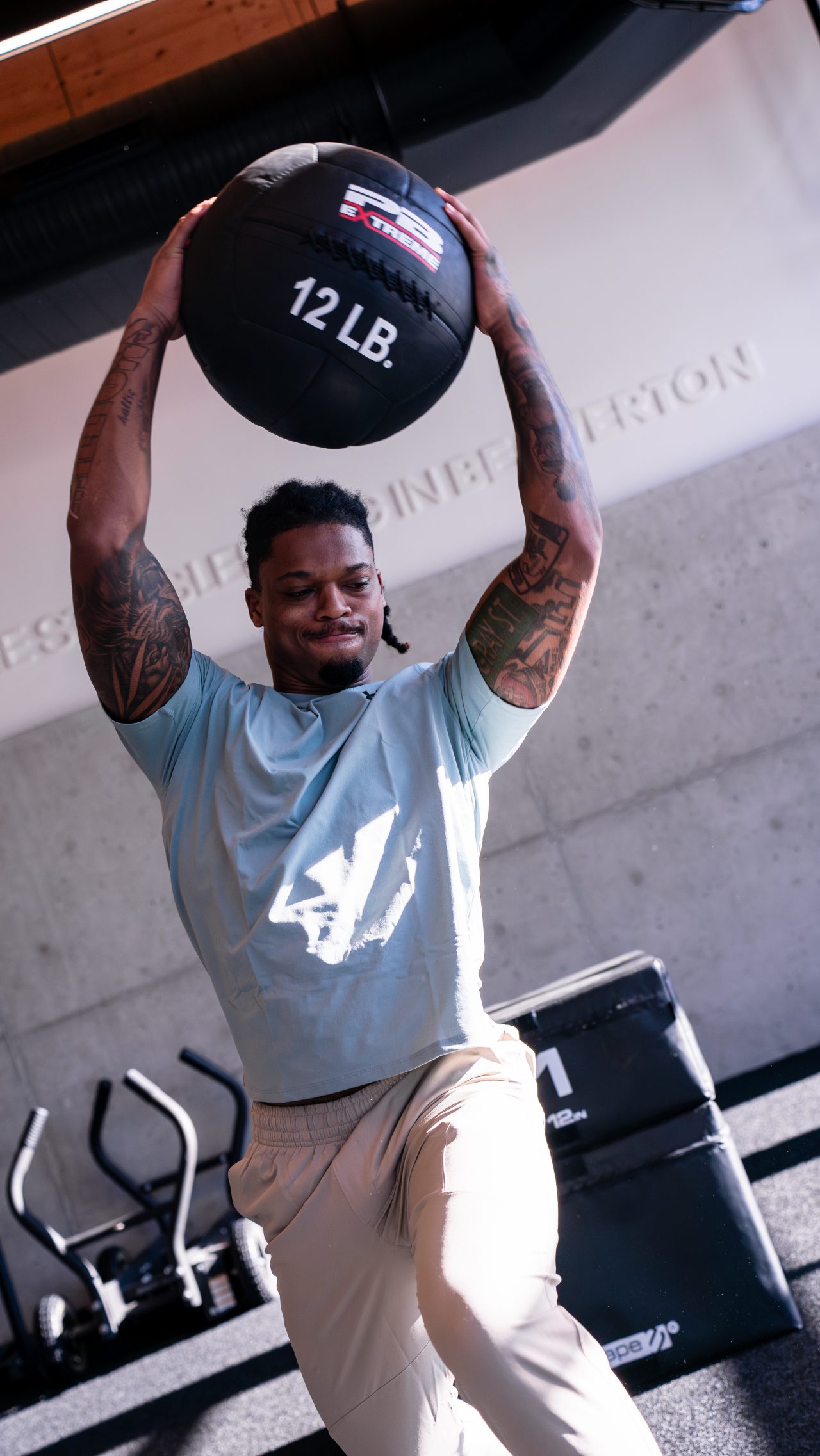 Damar Hamlin in Gym Medicine Ball