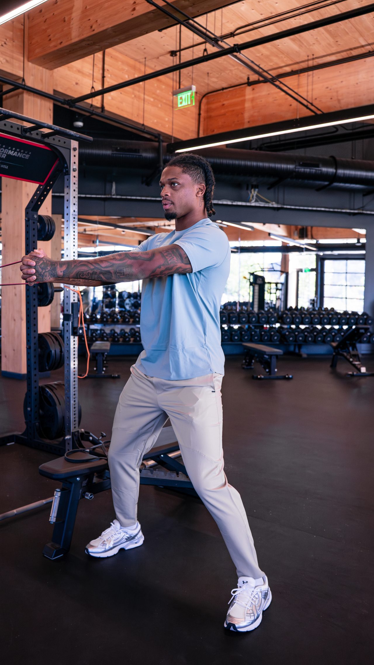 Damar Hamlin in Gym Resistance Band