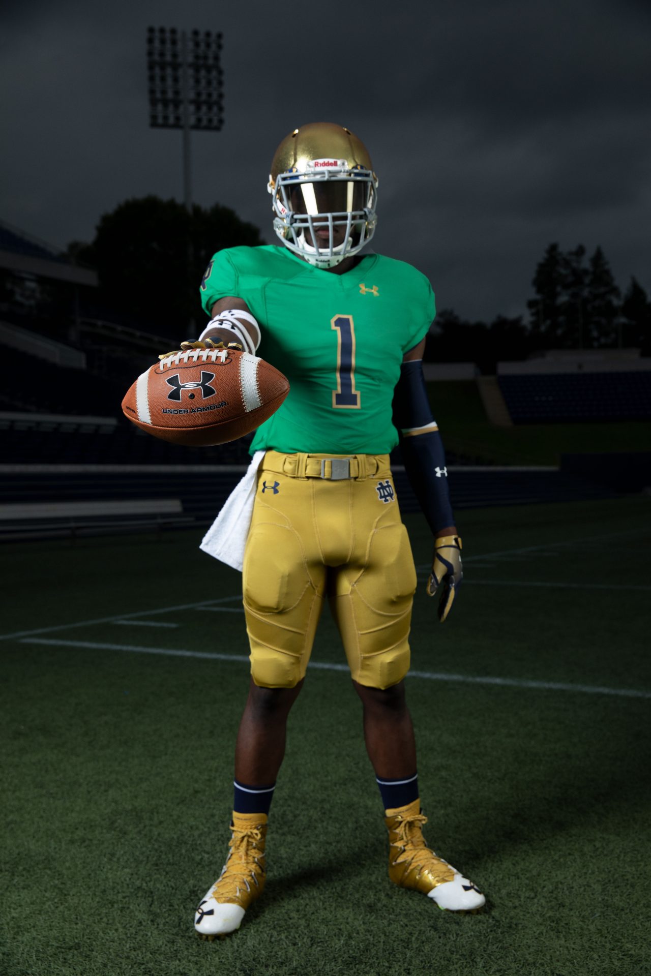 Notre dame green under armour jersey sales