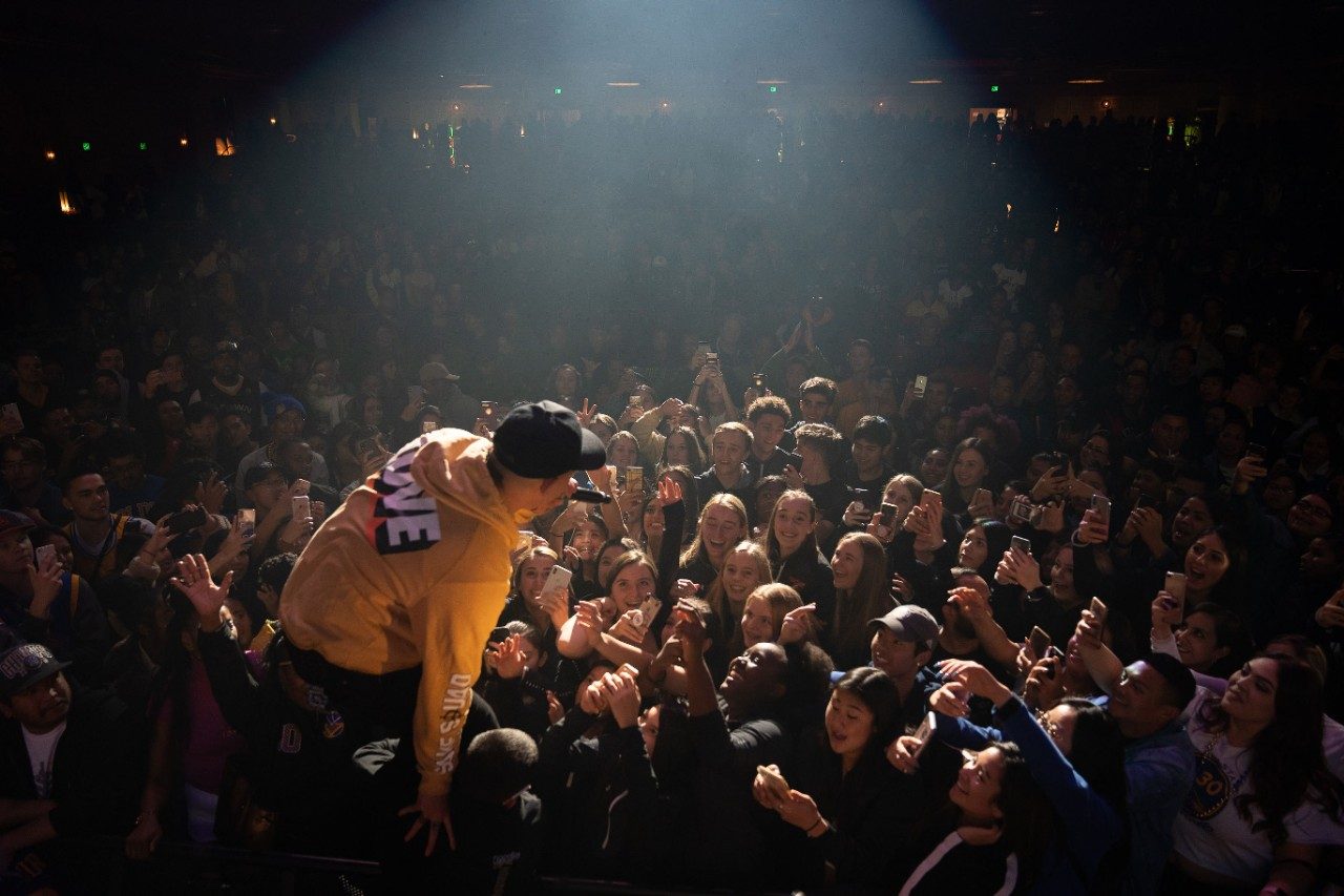 P-Lo embraces the crowd