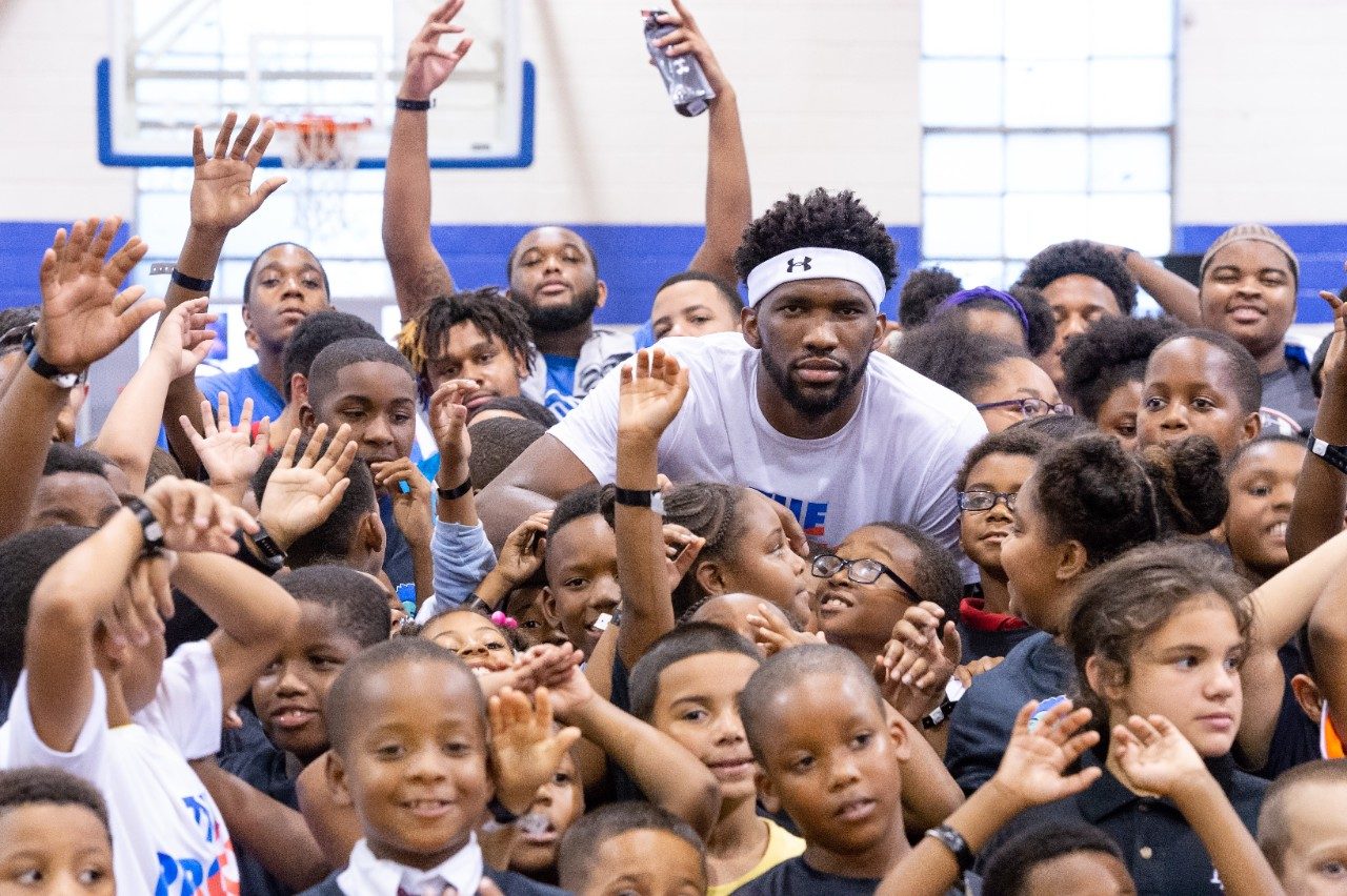 Joel Embiid with the Boys & Girls Club of Philadelphia