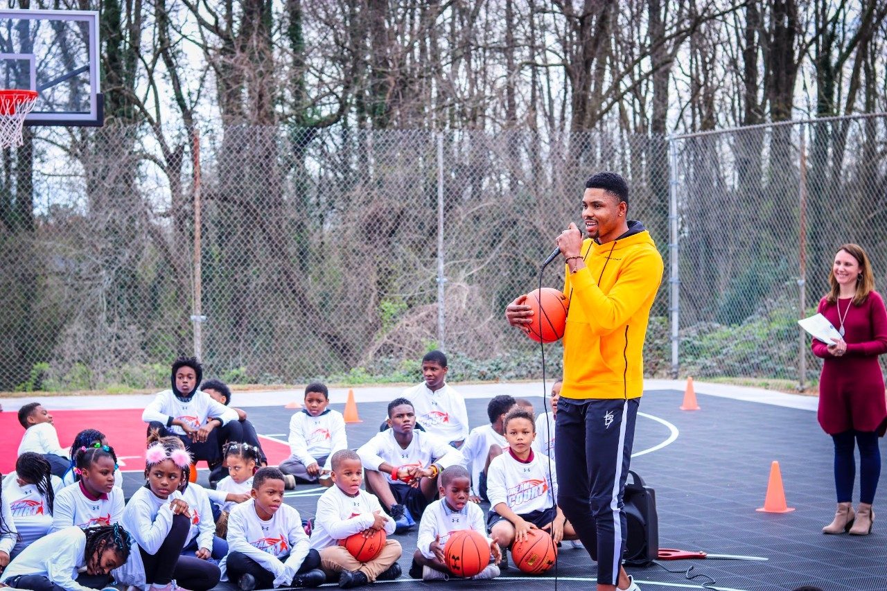 Bazemore speaks just before opening the newly refurbished court