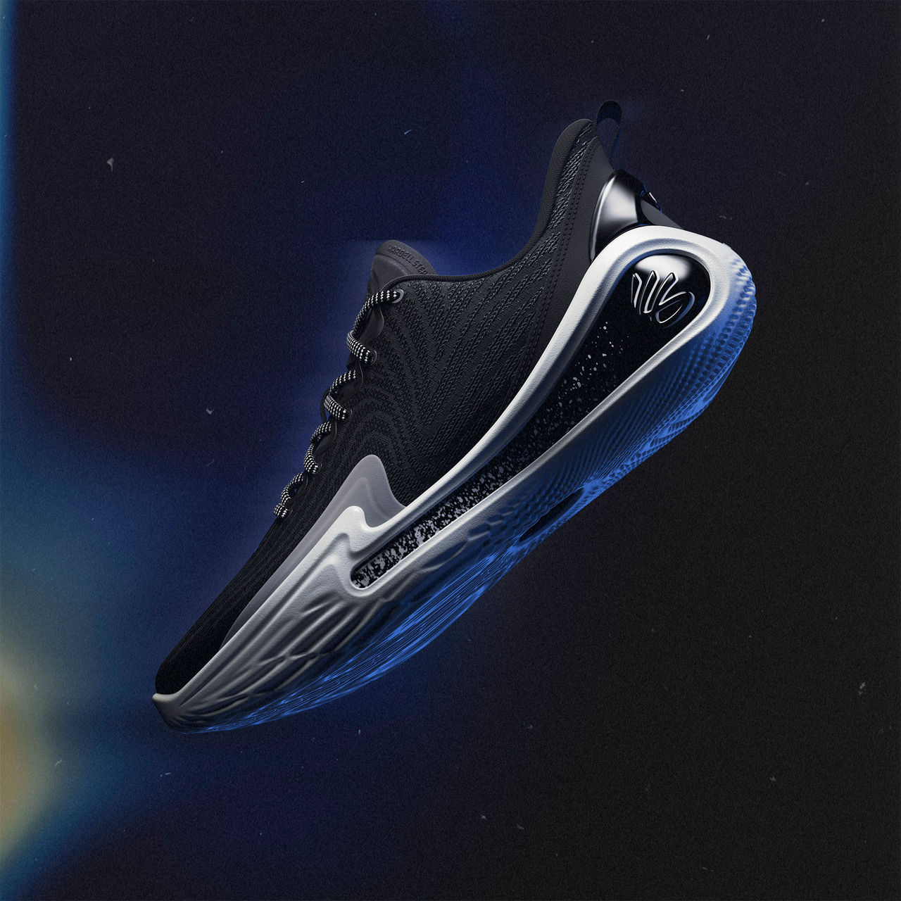 black sneaker on a black background