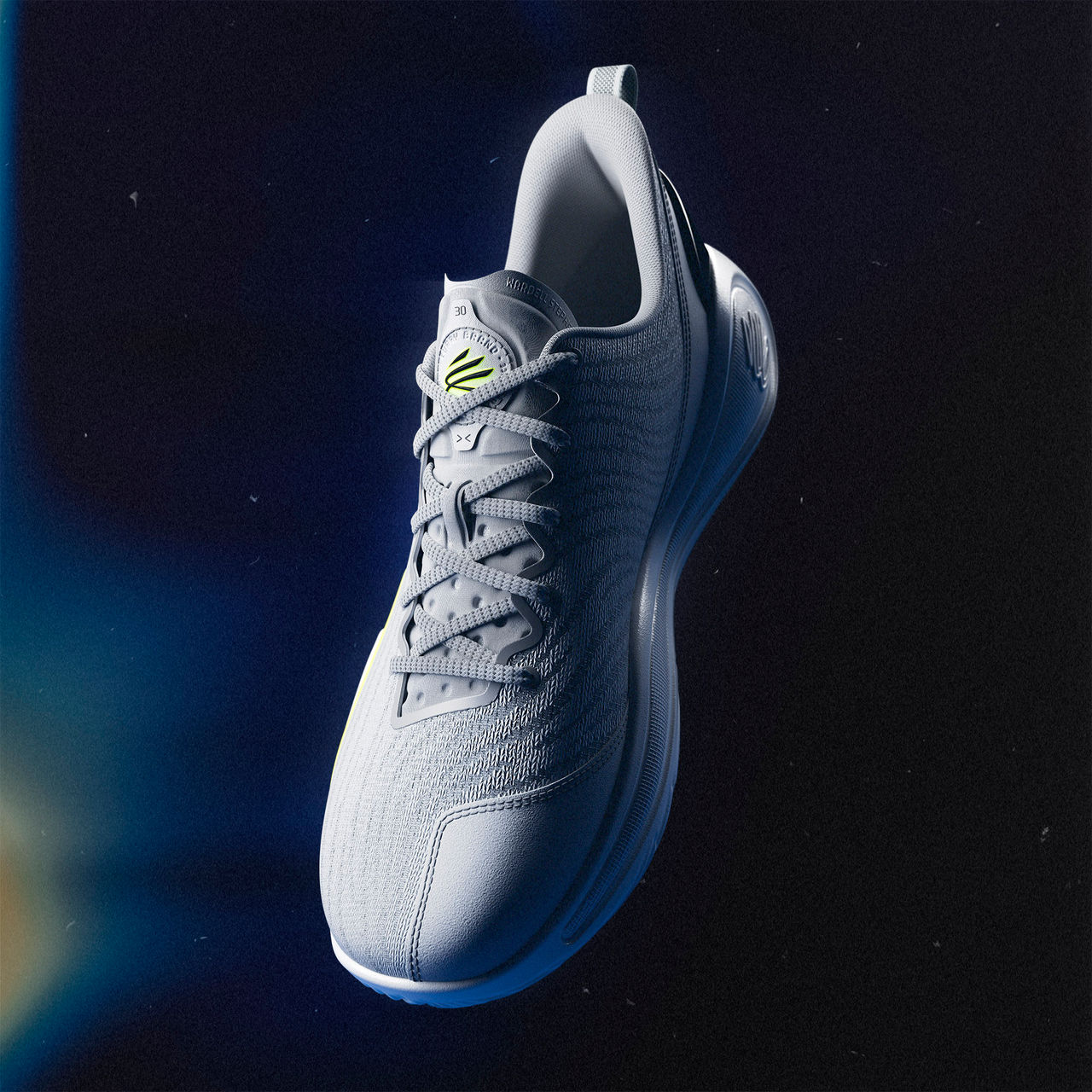 Gray sneaker on a black background