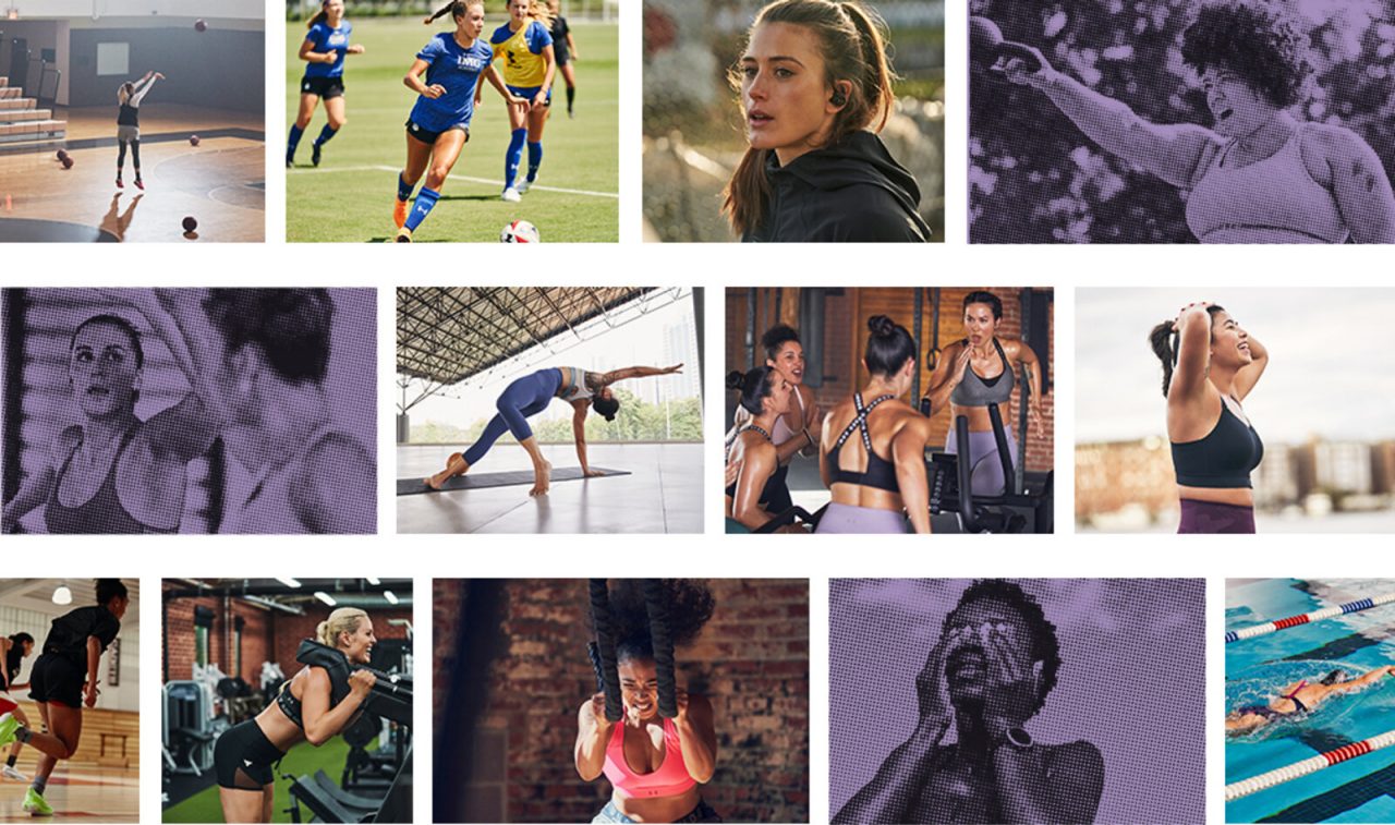 A mosaic of women exercising